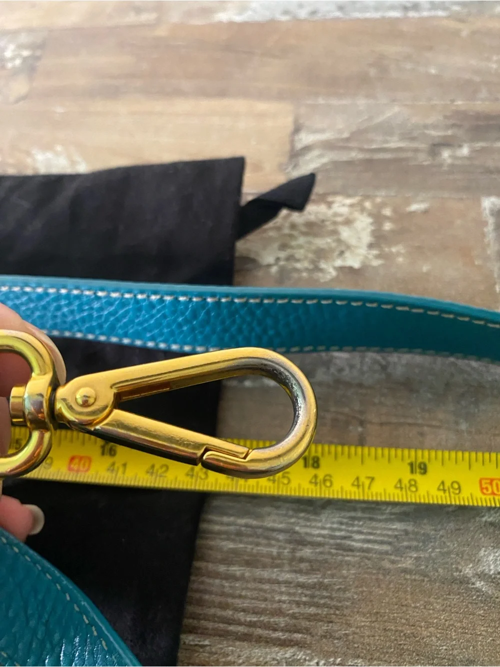 Prada Teal Green Leather Shoulder Strap with Gold Hardware